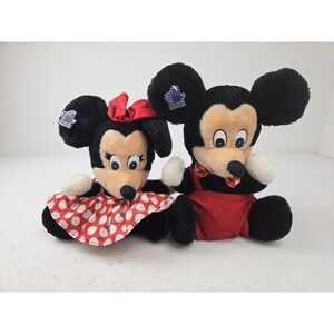 Vintage Applause Disney Mickey & Minnie Mouse 11"‎ Plush Hand Puppets Dolls